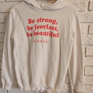 Farmasi Cream Hoodie with Red Text